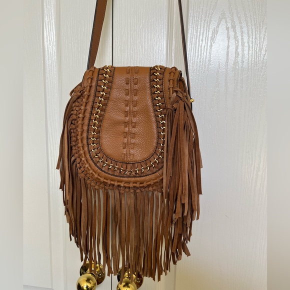 Aimee Kestenberg Handbags - Aimee Kestenberg Cognac Fringe Crossbody Bag with Gold Accents